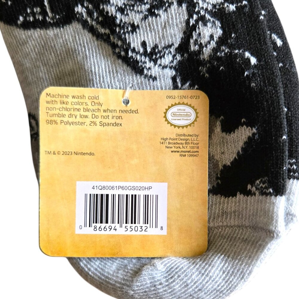 Legend of Zelda No Show Socks Black White Gray Nintendo Gamer Style Size 4‑10 - Picture 3 of 10